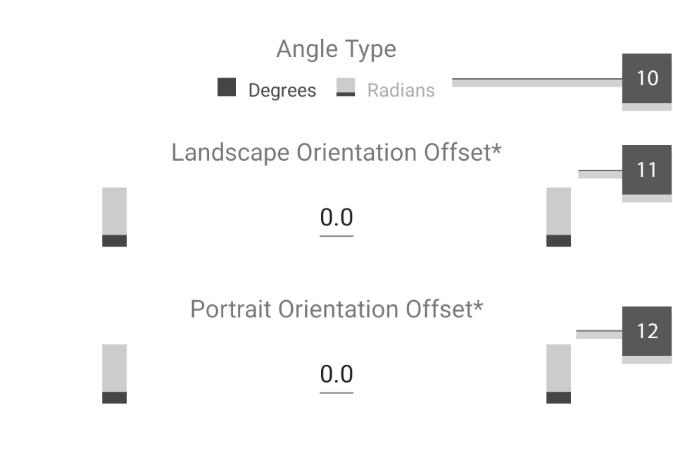 Image displaying the settings of the application with numeric annotations